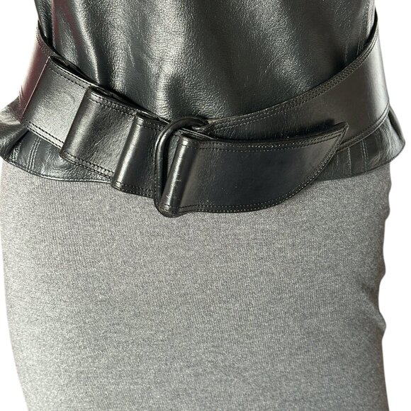 Flawless Claude Montana  Black Leather Notched Belt - Picture 4 of 8